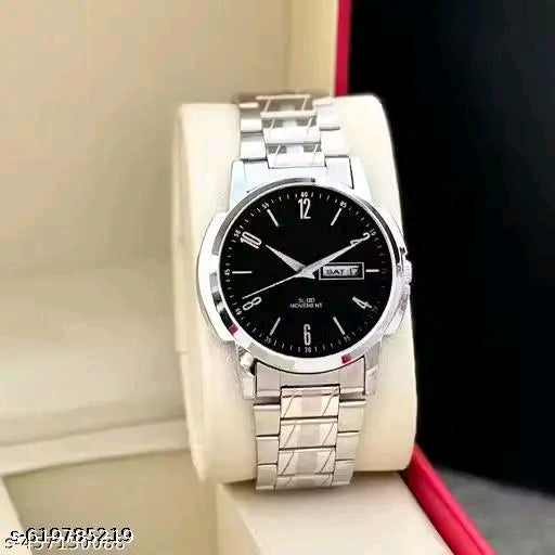 The Meridian Day-Date: Contemporary Silver-Tone Modern