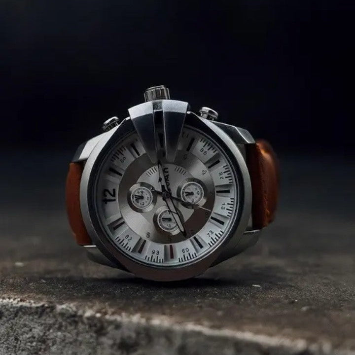 The Vanguard Navigator: Industrial Chronograph & Leather Fusion