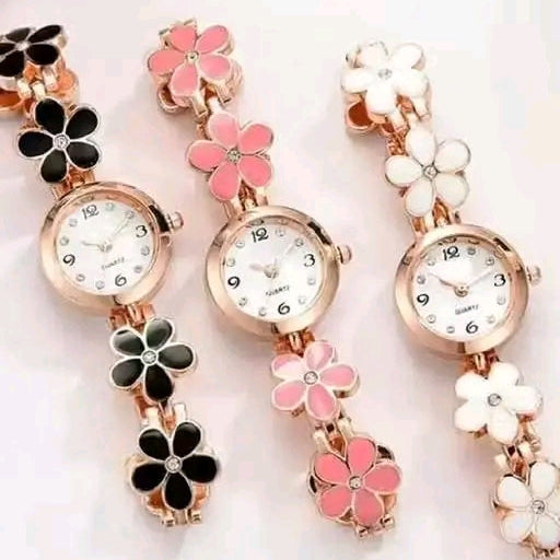The Floral Blossom Trio: Rose Gold & Enamel Charm Collection (Pack of 3)