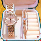 The Timeless Duo: Crystal-Bezel Watch & Matching Bangle Set