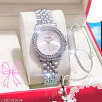 The Timeless Duo: Crystal-Bezel Watch & Matching Bangle Set