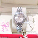 The Timeless Duo: Crystal-Bezel Watch & Matching Bangle Set