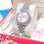 The Timeless Duo: Crystal-Bezel Watch & Matching Bangle Set
