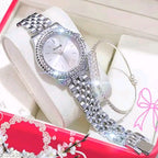 The Timeless Duo: Crystal-Bezel Watch & Matching Bangle Set