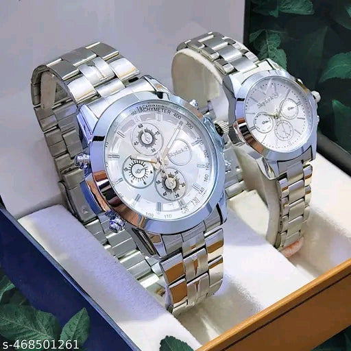 The Executive Duo: Matching Chronograph-Style Couple’s Set